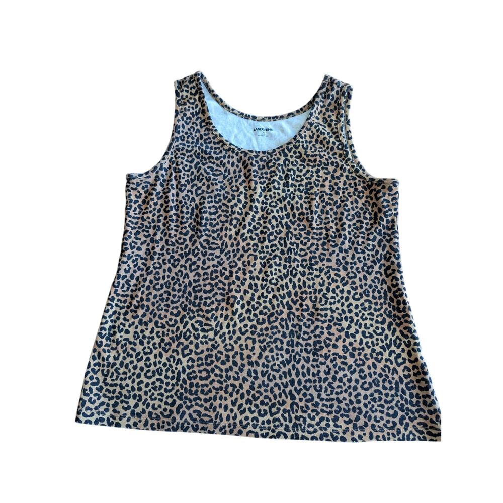 Women's Land's End tank top animal print brown black Women's shirt size Medium